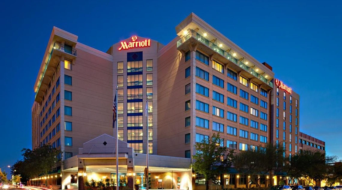 front of hotel in evening time
