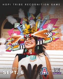 Hopi Dancer in front of Old Main gameday poster